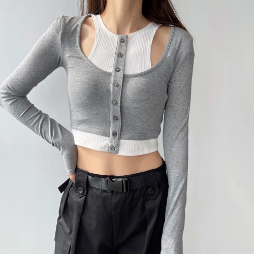 Trendy navel top bottoming shirt