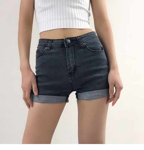 Peach hip denim shorts