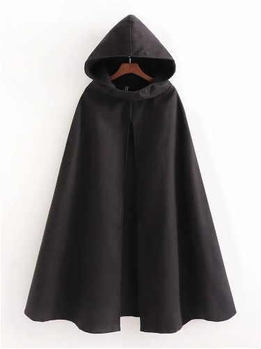 Woolen hooded cloak coat all-match top