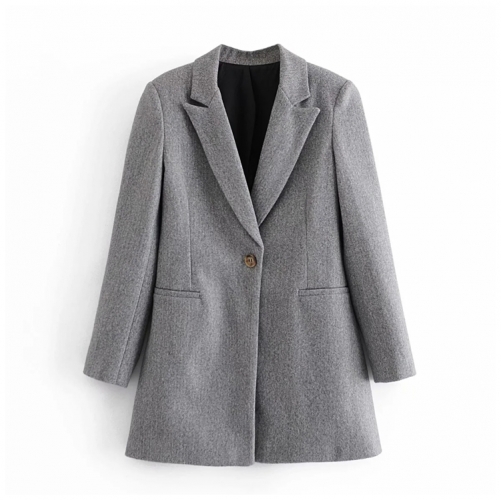 Loose casual simple one-button all-match woolen blazer