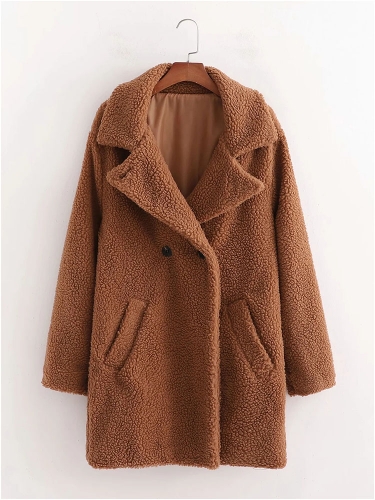Long teddy wool coat coat top