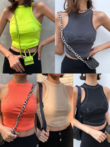Sports and leisure short top stitching bra vest