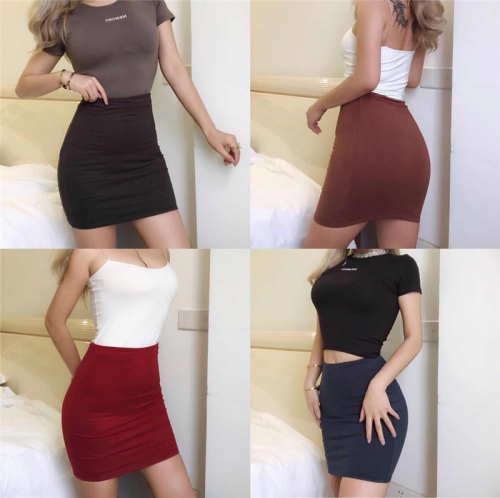 High-waist stretch double-layer slim-fit hip skirt