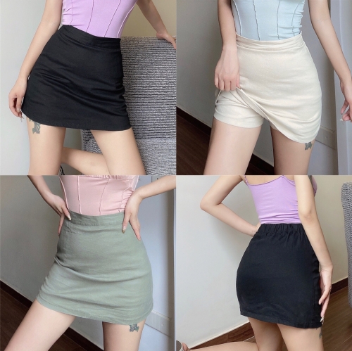 Sexy elastic waist denim skirt