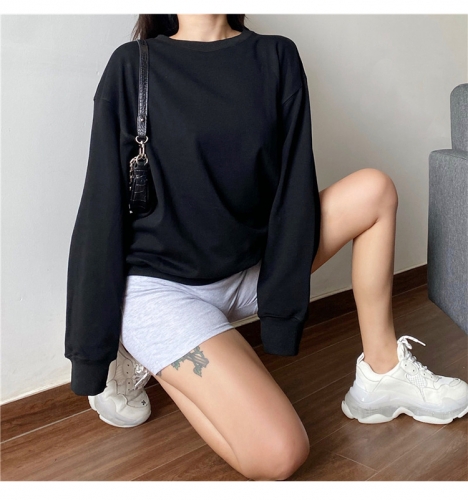 Round neck pullover long sleeve coat top