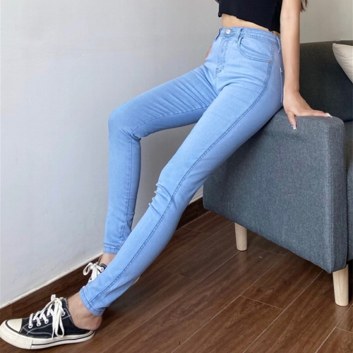 One-button stretch skinny jeans