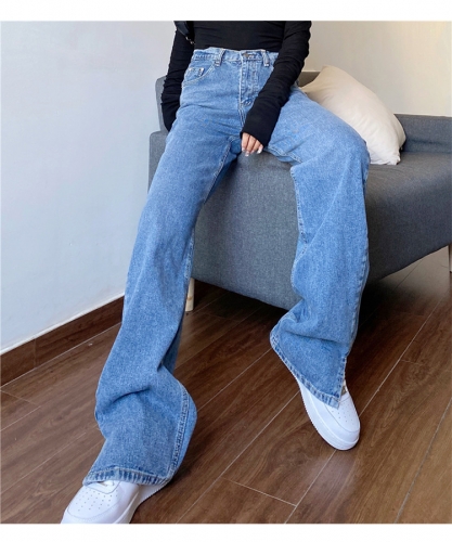 High-rise straight-leg jeans