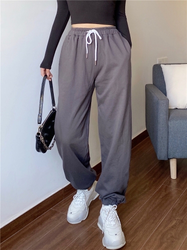 Elastic drawstring trousers