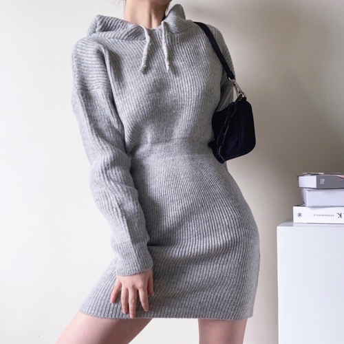Bag hip knitted sweater dress