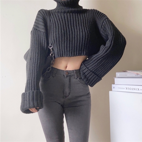 Short cropped pullover sweater top