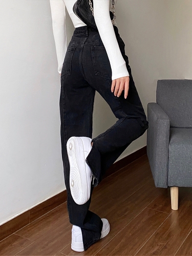 Slim straight back jeans