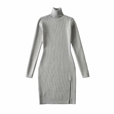 Long sleeve knit dress with slits