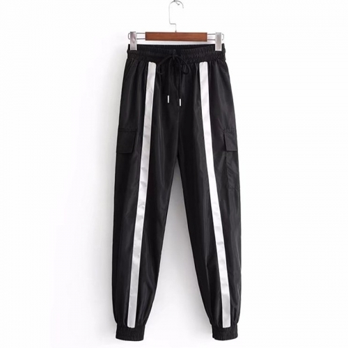 High-waisted satin smooth track pants