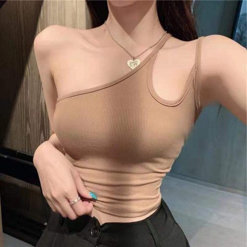 Sexy irregular design slant shoulder camisole