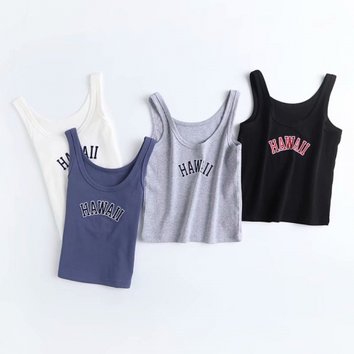 Three-dimensional embroidery slim sleeveless camisole