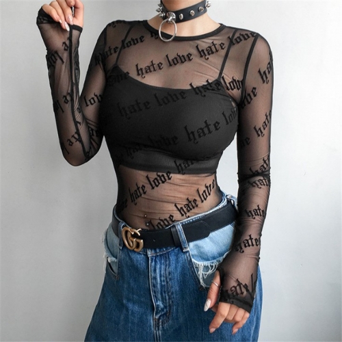 Sexy cropped see-through top