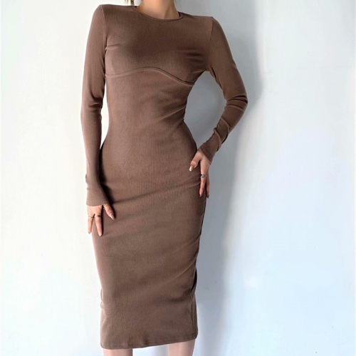 Long sleeve three-dimensional cut dress