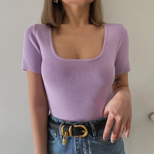 Sexy big U-neck T-shirt