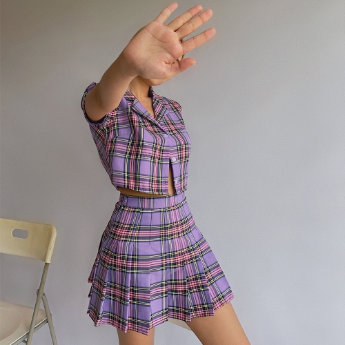 High waist pleated skirt