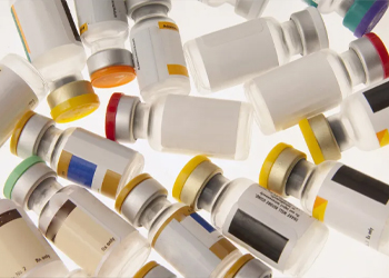 Vials with lids already tied