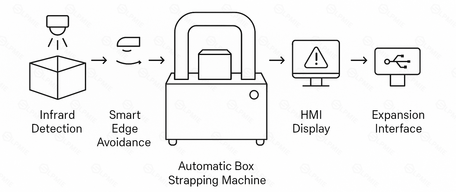 Automatic Box Strapping Machine working schematic diagram