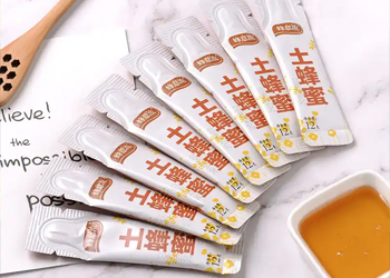 Single serving honey stick pouch finished packing sample