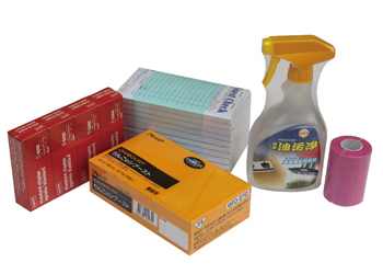 Various products after heat shrink packaging: boxes