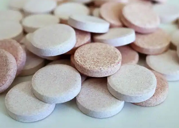 Large diameter tablets made by ZP17B rotary tablet press, veterinary tablets, catalyst tablets, big round pressed tablets sample