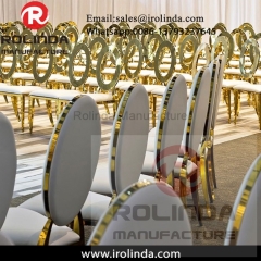 round backrest copper shape pu leather golden chairs