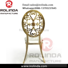 Gold frame back design modern pu leather wedding dining chair