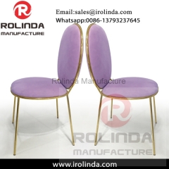 Romantic stainless steel legs pink dining chairs fabric for wedding