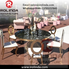 Customized Size bird nest base glass top hotel round table
