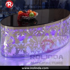 Luxury stainless steel tempered glass top tea table