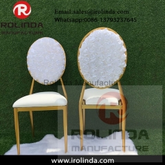 reception used aluminum white round back indoor banquet chair