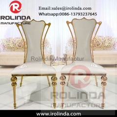 King and queen carved gold gilt reception stainless steel chair