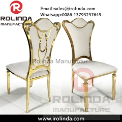 Arrival new model pattern backrest golden frame white leather dining chair