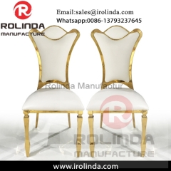 Arrival new model pattern backrest golden frame white leather dining chair