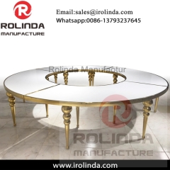 Tempered glass top changing colors square led wedding gold dining table