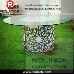 various colours event rental furniture round dinning table set glass