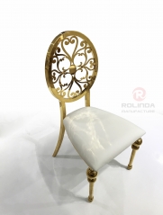 Wholesale Royal Design Gold Wedding Stainless Steel Dining Chair with Back Pattern