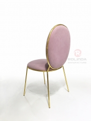 Pink Leather Gold Stainless Steel Design Decoration Dining Chair for Wedding Banquet Chair