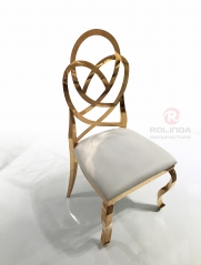 Gold Stainless Steel Flower Back Design Back Flowers Decoration Dining Chair for Wedding Banquet