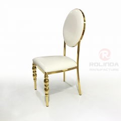 Gold Stainless Steel Frame with White Faux Leather chair