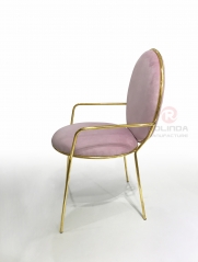 Pink Leather Gold Stainless Steel Design Decoration Dining Chair for Wedding Banquet Chair