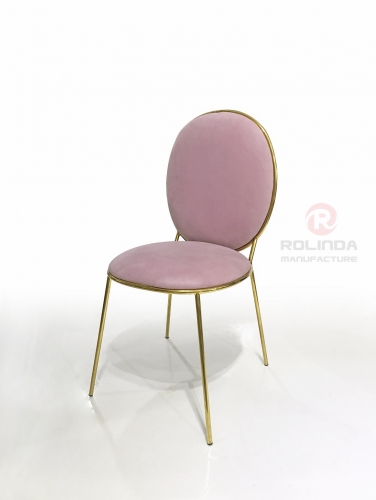 Pink Leather Gold Stainless Steel Design Decoration Dining Chair for Wedding Banquet Chair