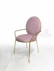 Pink Leather Gold Stainless Steel Design Decoration Dining Chair for Wedding Banquet Chair