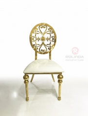 Wholesale Royal Design Gold Wedding Stainless Steel Dining Chair with Back Pattern