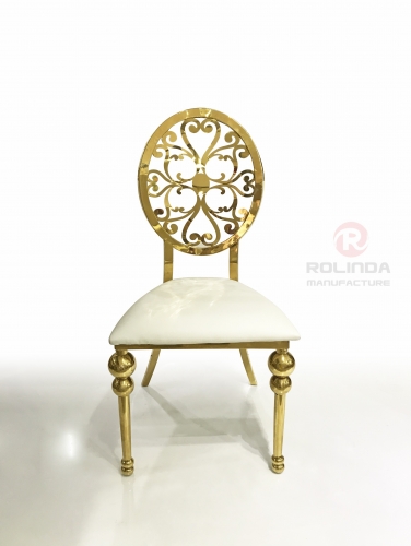 Wholesale Royal Design Gold Wedding Stainless Steel Dining Chair with Back Pattern