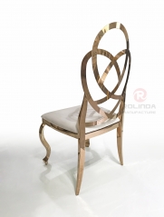 Gold Stainless Steel Flower Back Design Back Flowers Decoration Dining Chair for Wedding Banquet