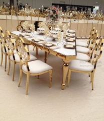 Gold Stainless Steel Flower Back Design Back Flowers Decoration Dining Chair for Wedding Banquet